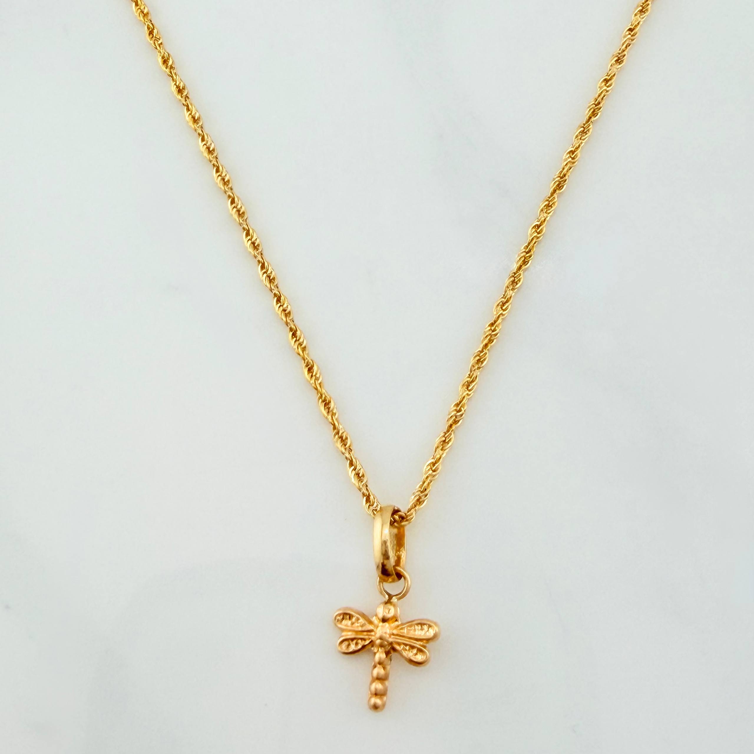 Set Cadena Lazo + Dije Libelula / 1,3 gr / 45 cm Oro Amarillo 18K