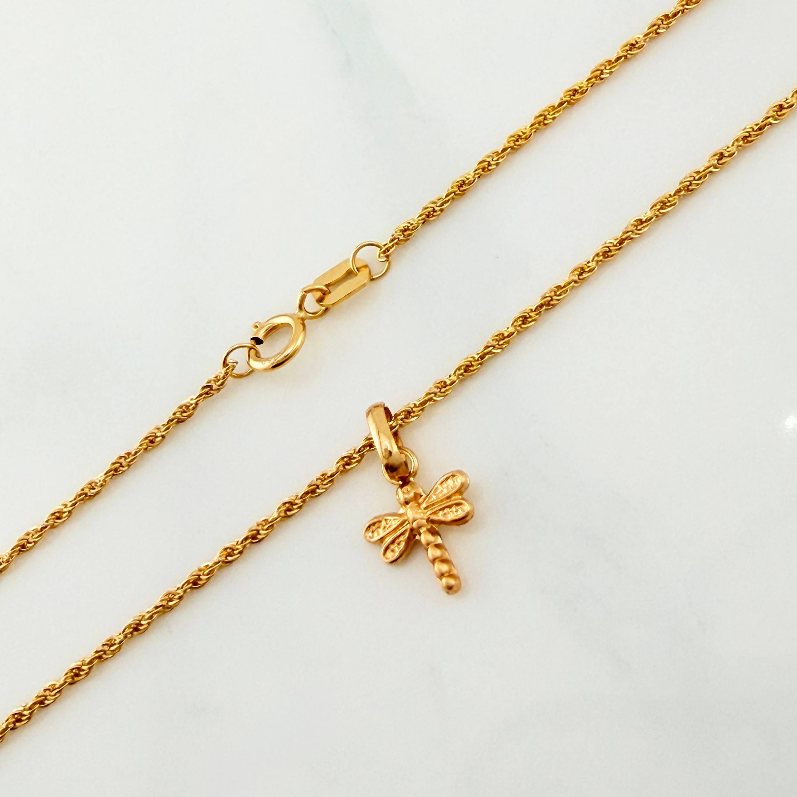 Set Cadena Lazo + Dije Libelula / 1,3 gr / 45 cm Oro Amarillo 18K