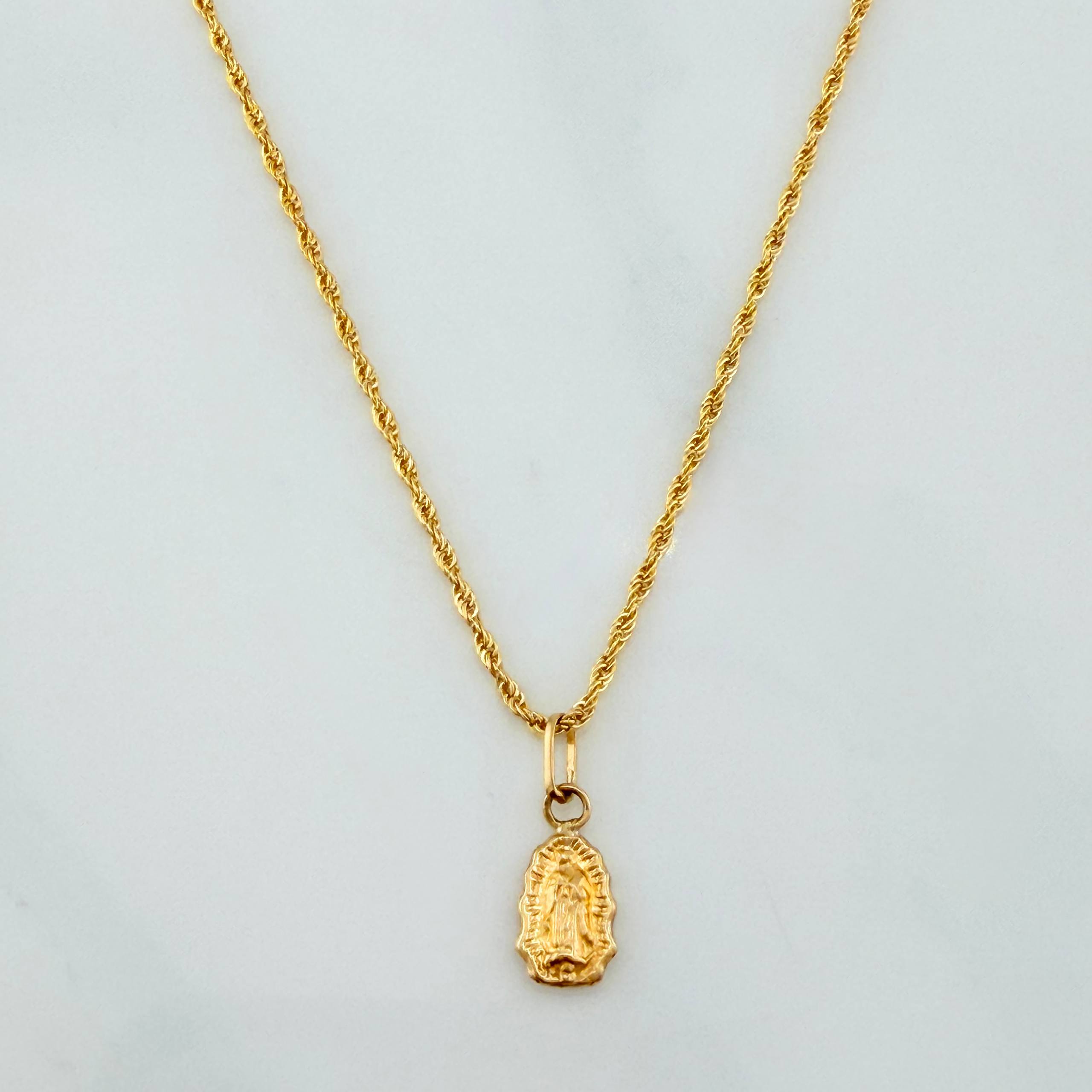 Set Cadena Lazo + Dije Virgen De Guadalupe / 1,15 gr / 45 cm Oro Amarillo 18K