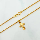 Set Cadena Lazo + Dije Cruz Cristo / 1,3 gr / 45 cm Oro Amarillo 18K