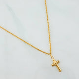 Set Cadena Lazo + Dije Cruz / 1,2 gr / 45.5 cm Oro Amarillo 18K