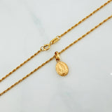 Set Cadena Lazo + Dije Virgen De Guadalupe / 1,3 gr / 44 cm Oro Amarillo 18K