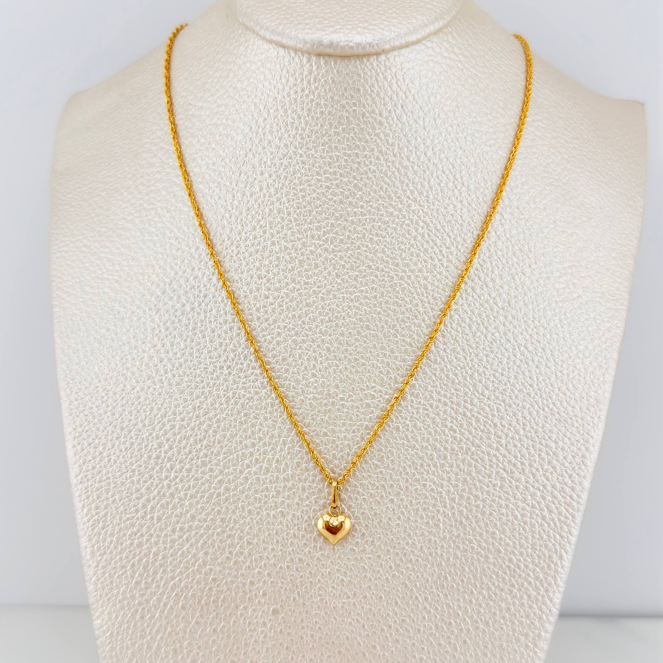 Set Cadena Lazo + Dije Corazon / 1,3 gr / 45 cm Oro Amarillo 18K