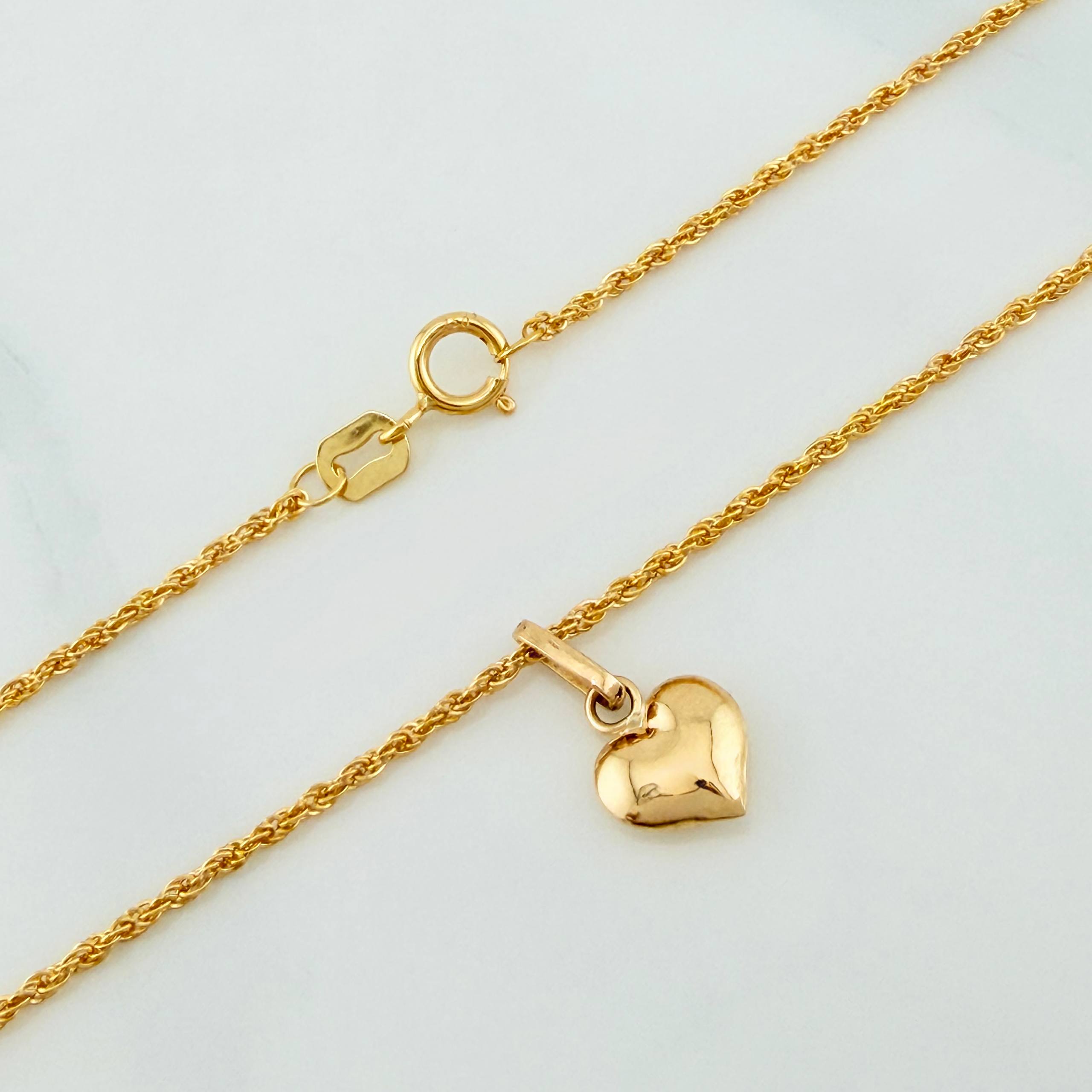Set Cadena Lazo + Dije Corazon / 1,3 gr / 45 cm Oro Amarillo 18K