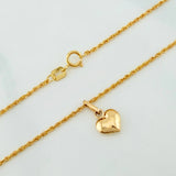 Set Cadena Lazo + Dije Corazon / 1,3 gr / 45 cm Oro Amarillo 18K