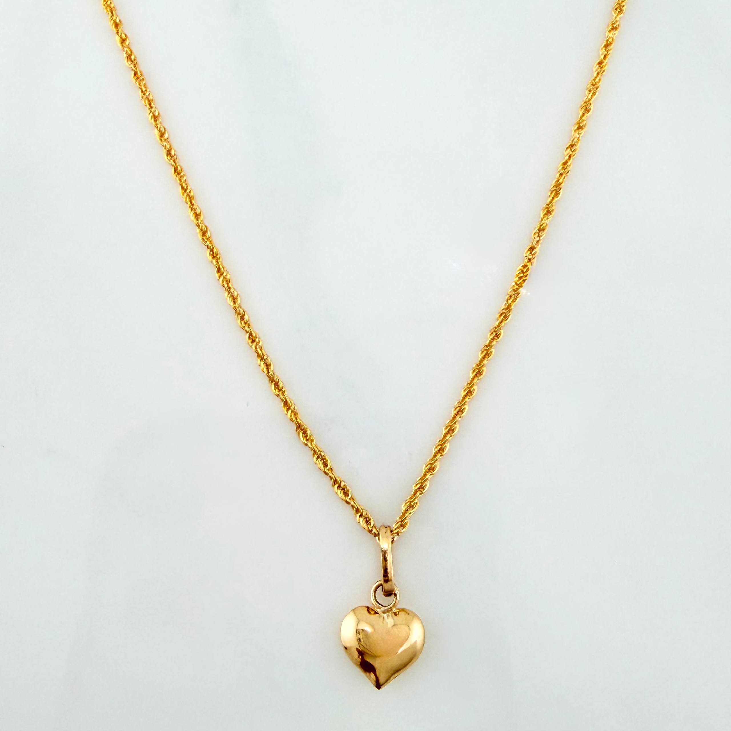 Set Cadena Lazo + Dije Corazon / 1,3 gr / 45 cm Oro Amarillo 18K
