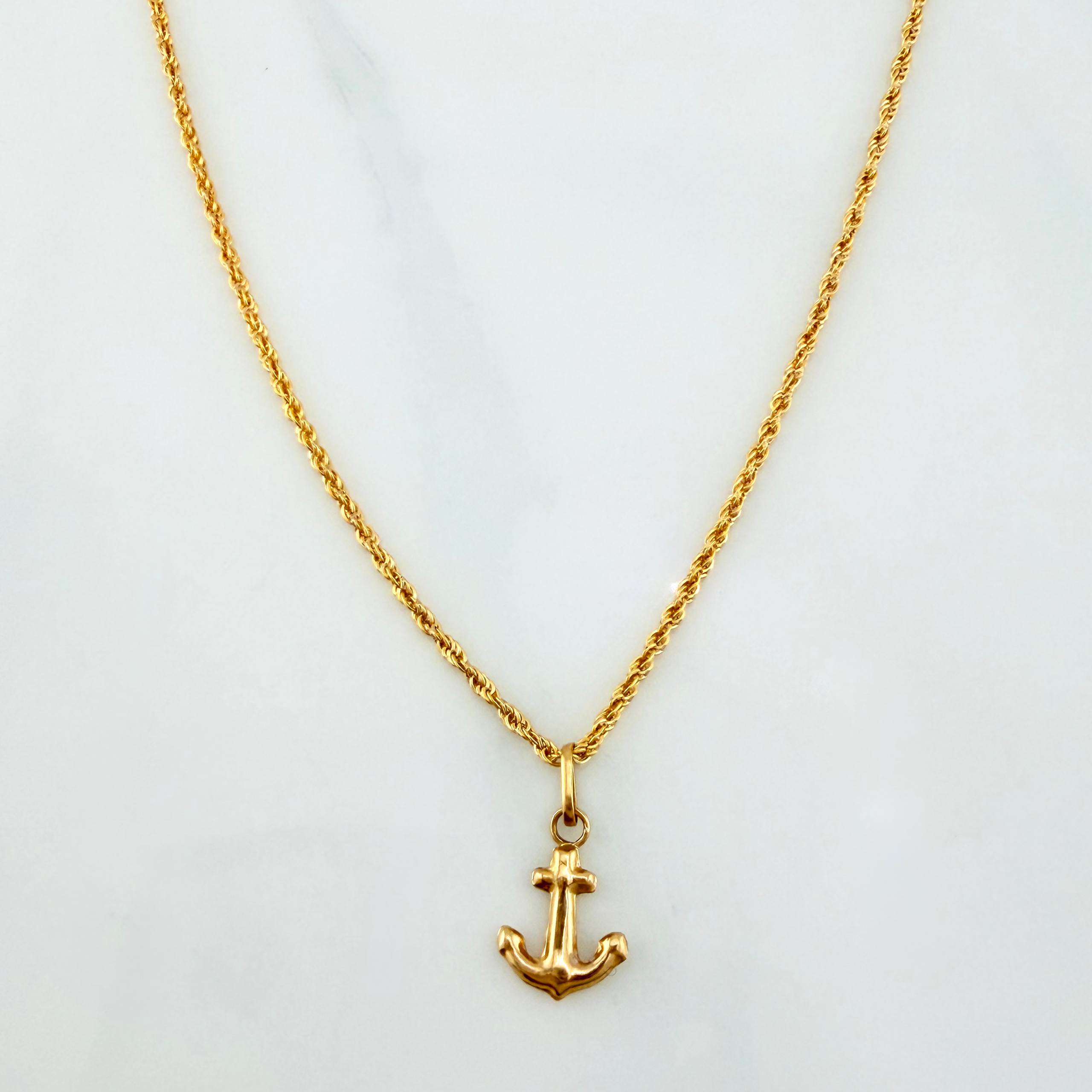Set Cadena Lazo + Dije Ancla / 1,15 gr / 45 cm Oro Amarillo 18K