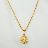 Set Cadena Lazo + Dije San Benito / 1,3 gr / 43.5 cm Oro Amarillo 18K