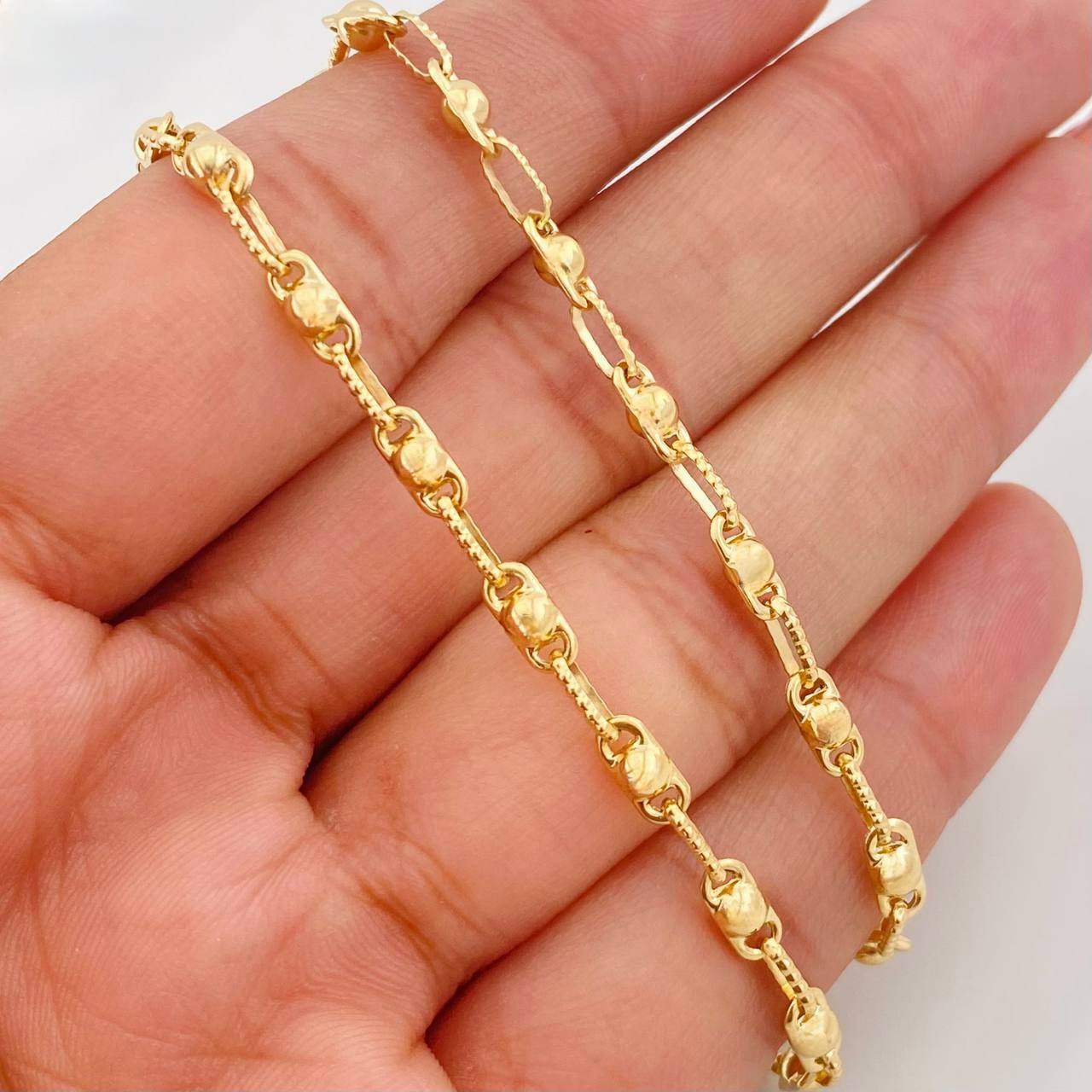 Cadena Rustica Burbuja 10.25g / 55cm / 3.4mm Oro Amarillo 18K