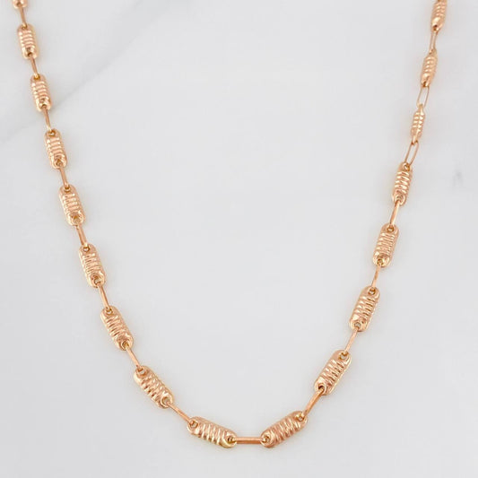 Cadena Rustica Cilindro 8.75g / 60cm / 3.18mm Oro Rosa 18K