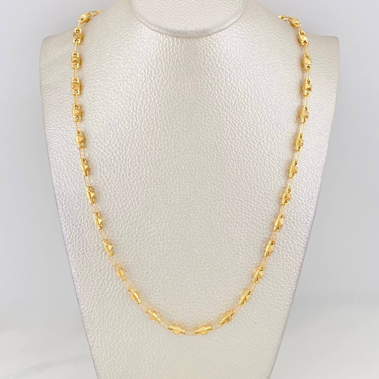 Cadena Rustica Rombo 10.2g / 55cm / 4.01mm Dos Oros Amarillo Rosado 18K