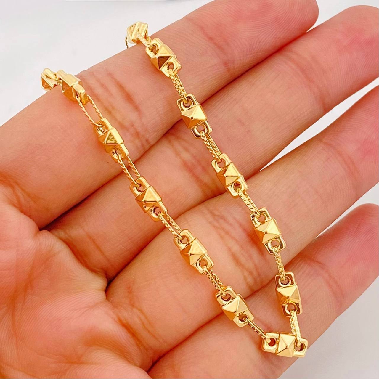 Cadena Rustica Rombo 10.2g / 55cm / 4.01mm Dos Oros Amarillo Rosado 18K