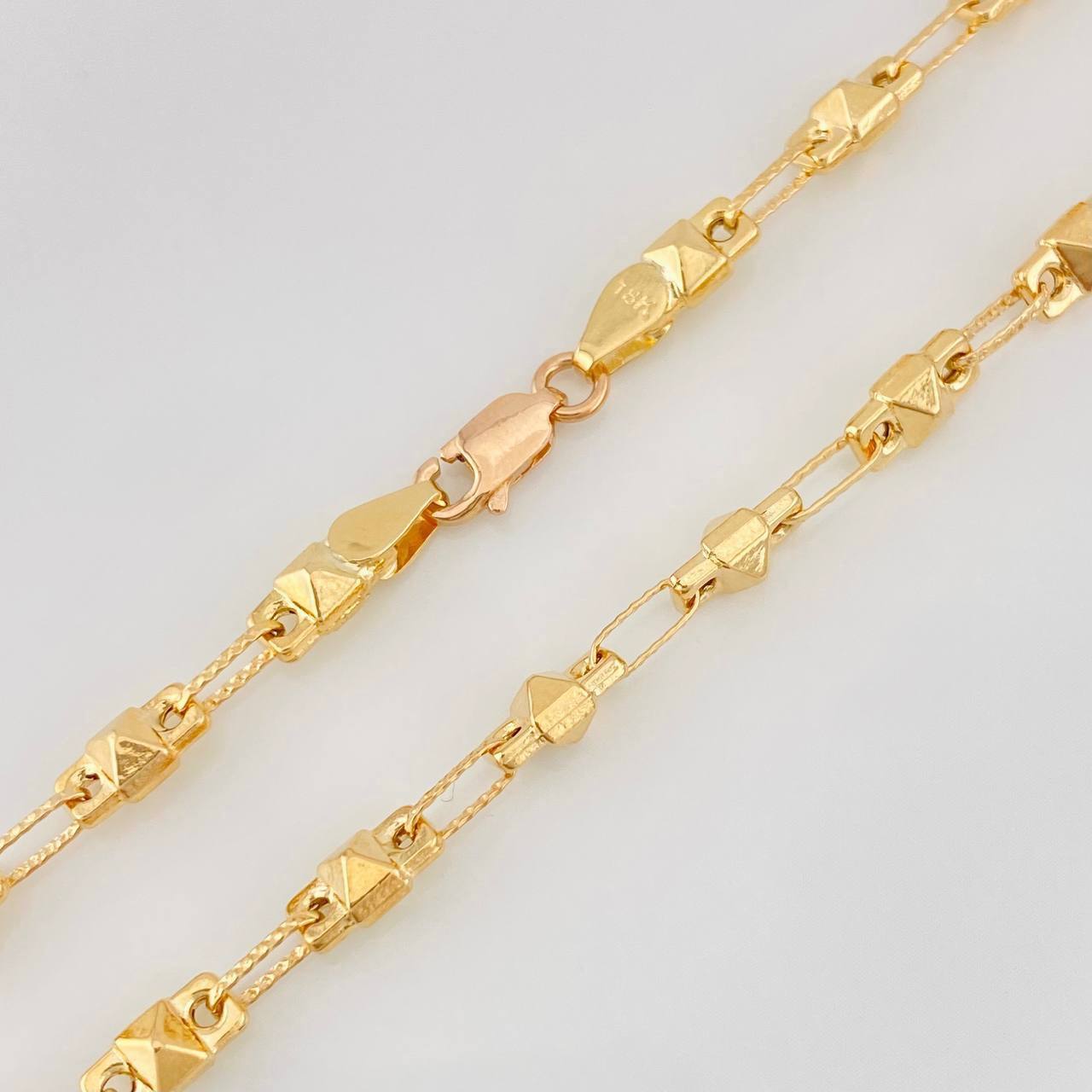 Cadena Rustica Rombo 10.2g / 55cm / 4.01mm Dos Oros Amarillo Rosado 18K
