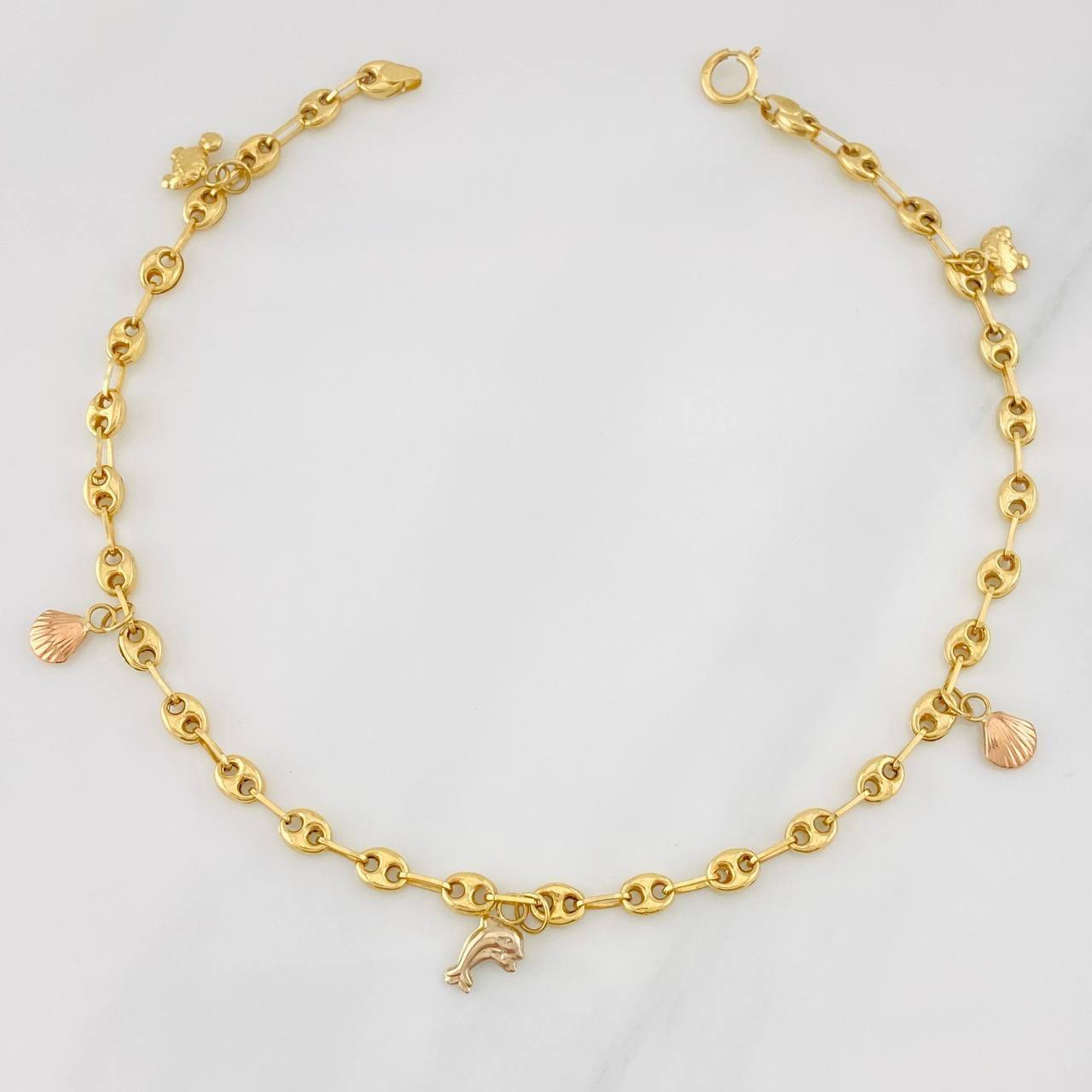 Tobillera GC Figuras 3.75g / 24.05cm / 3.7mm Oro Amarillo 18K