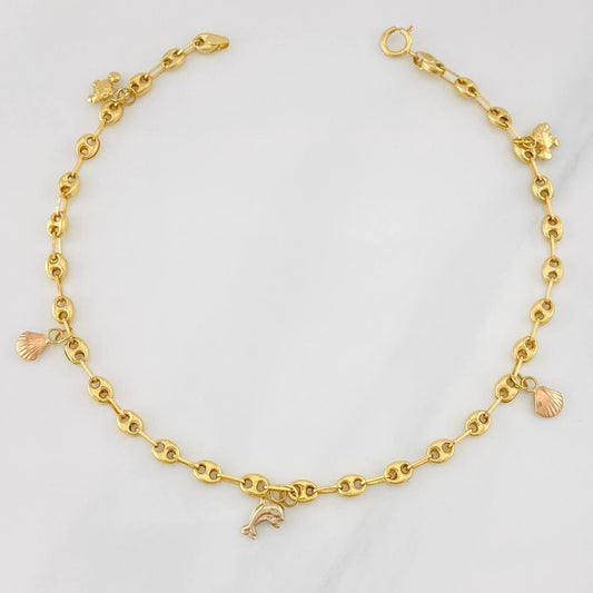 Tobillera GC Figuras 3.75g / 24.05cm / 3.7mm Oro Amarillo 18K