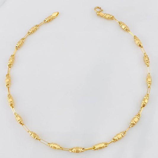 Tobillera Rustica Barril 3.5g / 25.05cm / 2.62mm Oro Amarillo 18K