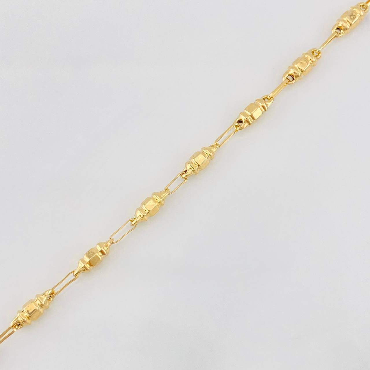 Tobillera Rustica Barril 3.5g / 25.05cm / 2.62mm Oro Amarillo 18K