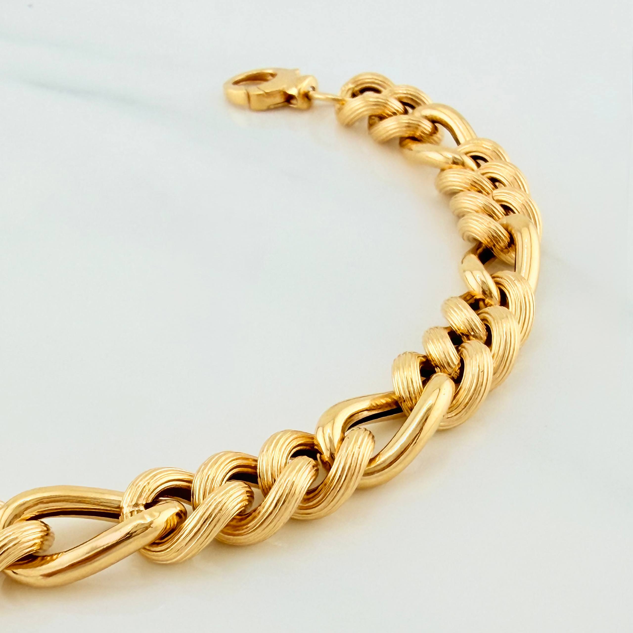 Pulso Figaro Trenzado 10.7 g / 21.4 cm / 8.17 mm Oro Amarillo 18K