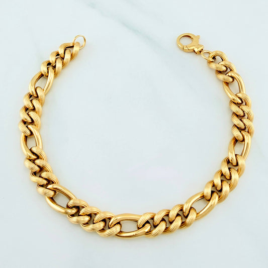 Pulso Figaro Trenzado 10.7 g / 21.4 cm / 8.17 mm Oro Amarillo 18K