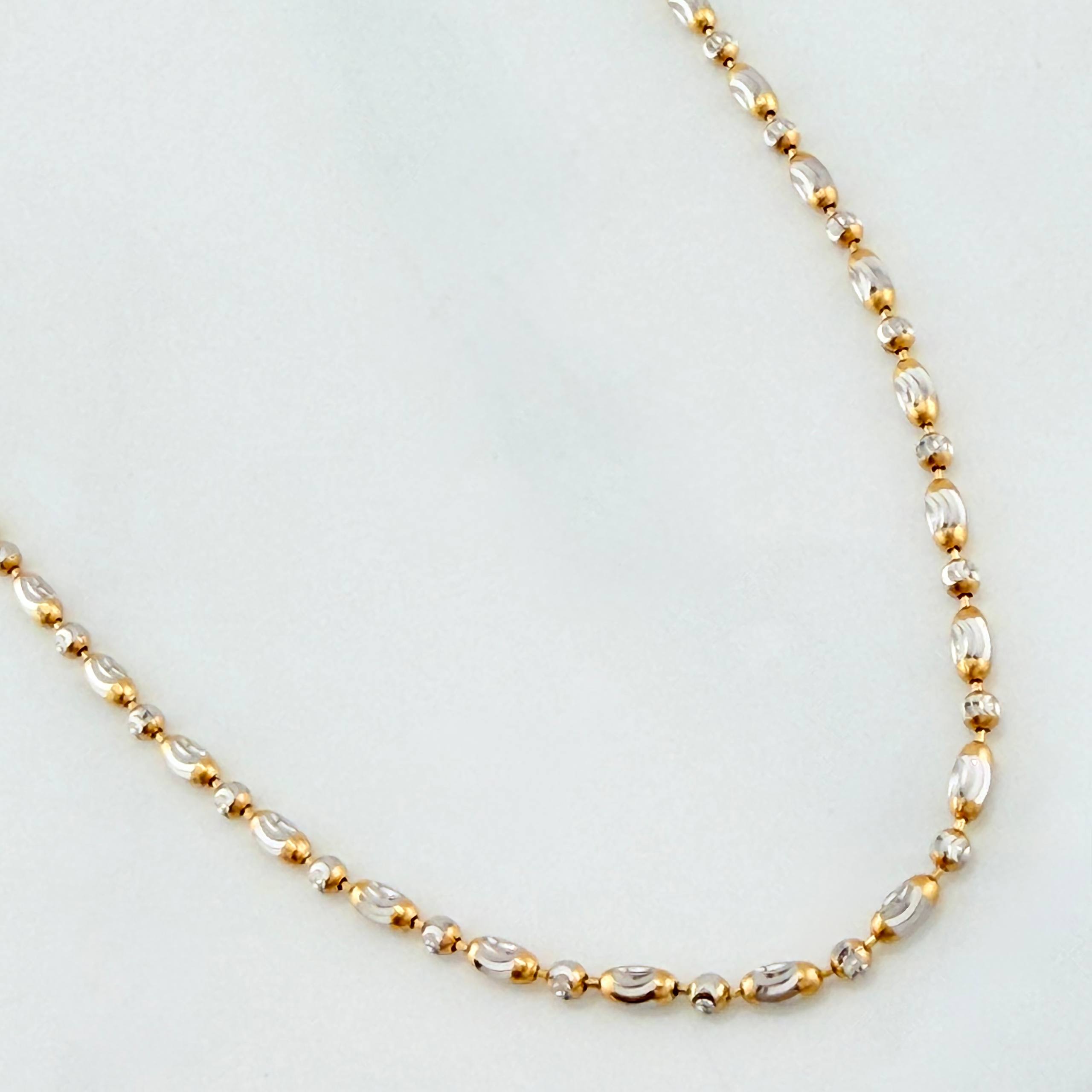 Cadena Morse Diamantada Media Luna 5.55 g / 50.2 cm / 1.7 mm Dos Oros Amarillo Blanco 18K