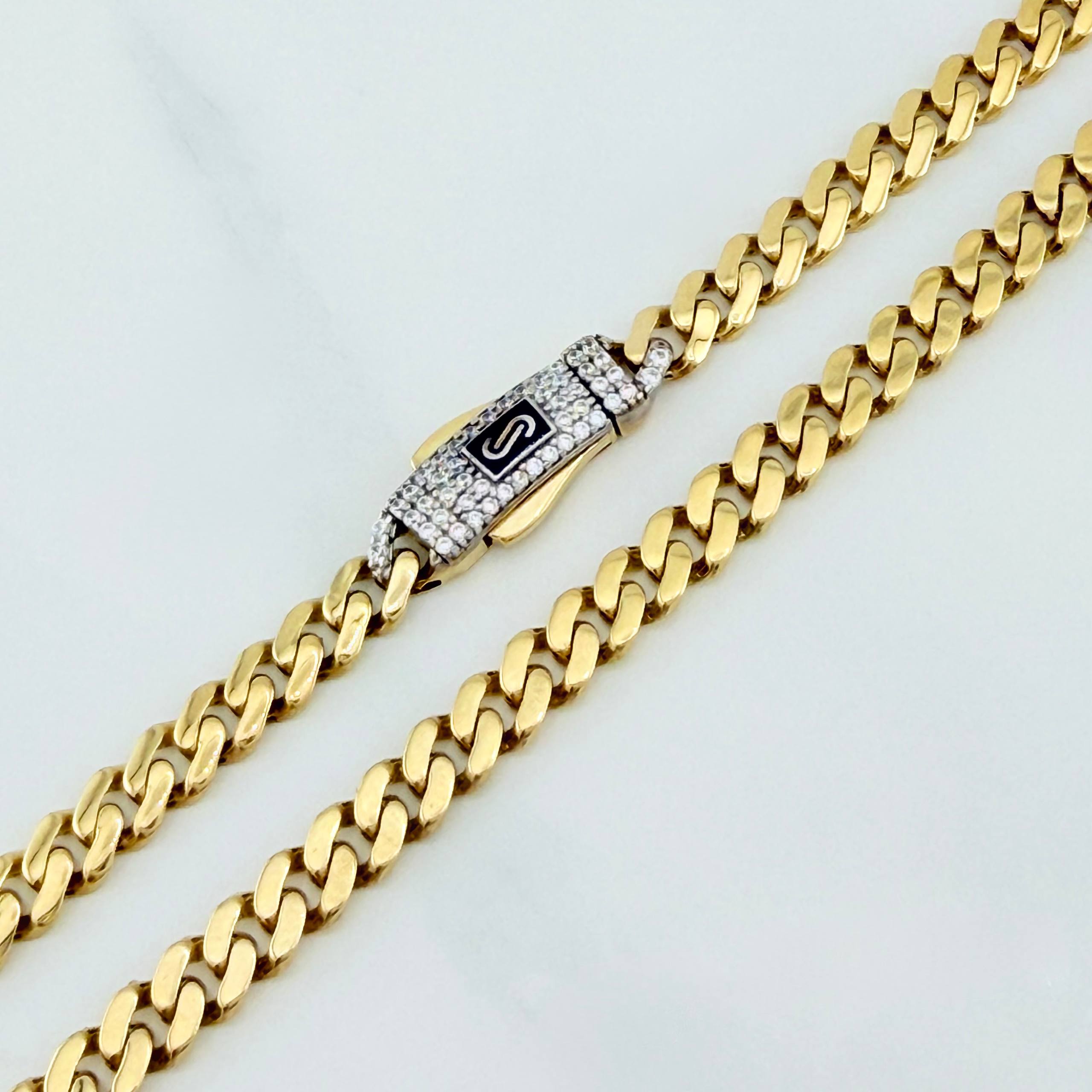 Cadena Cubana Infinito 18.95 g / 61.7 cm / 4.72 mm Dos Oros Amarillo Blanco 18K