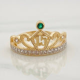 Anillo Corona 15s 3.55g / T7 3/4 Dos Oros Amarillo Blanco 18K