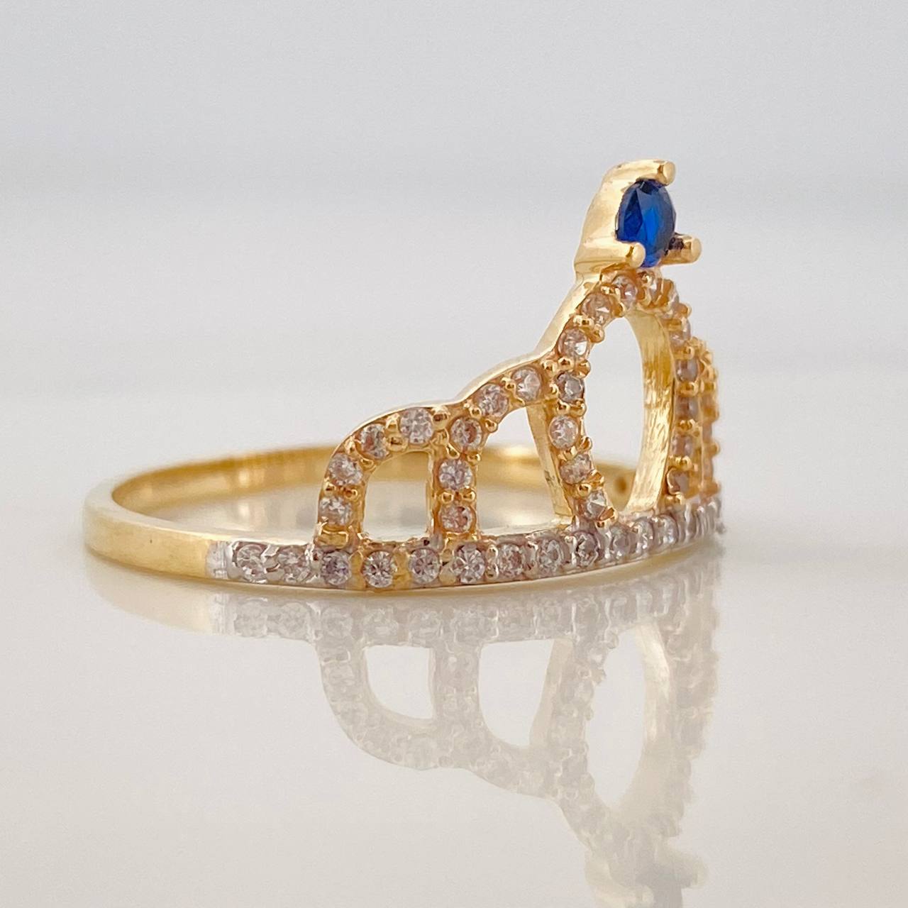 Anillo Corona Cetro 1.95g / T6 3/4 Dos Oros Amarillo Blanco 18K