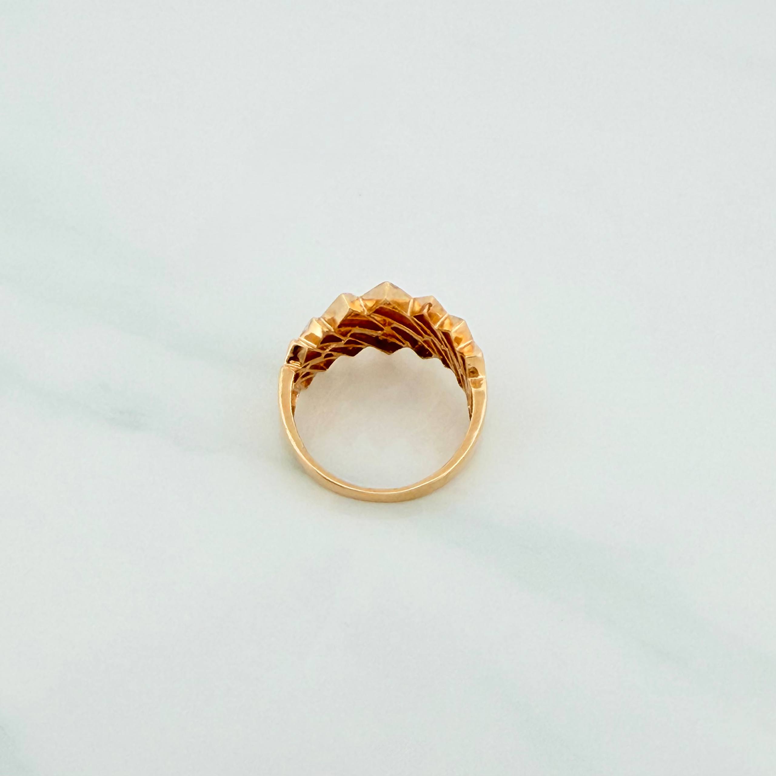 Anillo Triangulos 6.1g / T7 3/4 Dos Oros Amarillo Blanco 18K