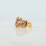 Anillo Triangulos 6.1g / T7 3/4 Dos Oros Amarillo Blanco 18K