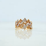 Anillo Triangulos 6.1g / T7 3/4 Dos Oros Amarillo Blanco 18K