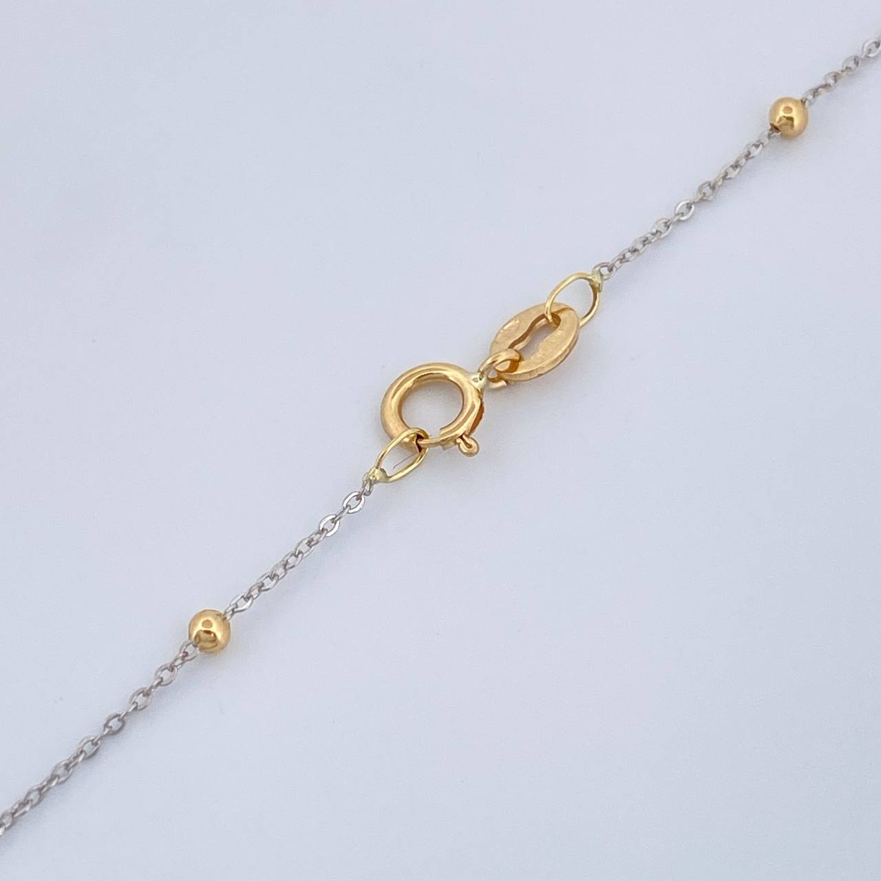 Cadena Aro Seguido Bolas 1.15gr / 45.3cm / Dos Oros Amarillo Blanco +3 18K +