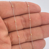 Cadena Aro Seguido Bolas 1.15gr / 45.3cm / Dos Oros Amarillo Blanco +3 18K +