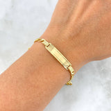 Pulso Figaro 5.6gr / 19cm / 4mm Placa Rectangular Lineas Paralelas Oro Amarillo +0 ©
