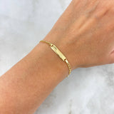 Pulso Figaro 1.4gr / 15.5cm / 2.4mm Placa Rectangular Ovalada Oro Amarillo +1 *