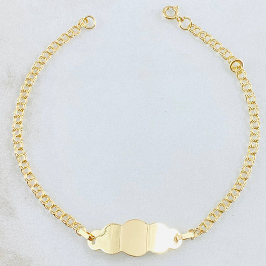 Pulso Bebé Aro Seguido Placa Nube 1.3gr / 12cm-13cm / Oro Amarillo 18K *