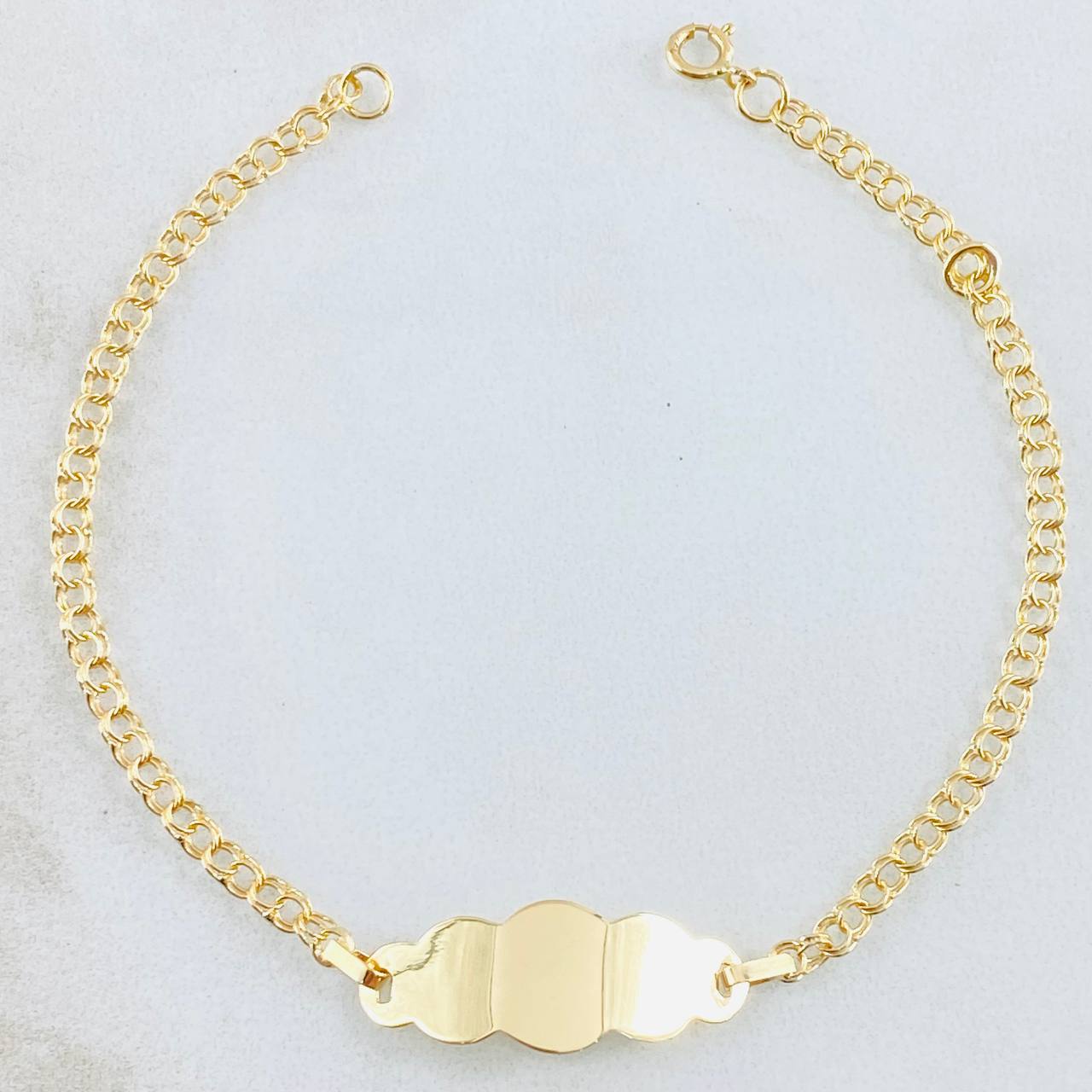 Pulso Bebé Aro Seguido Placa Nube 1.45gr / 14cm-16.5cm / Oro Amarillo 18K ©