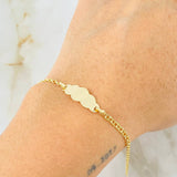 Pulso Bebé Aro Seguido Placa Nube 1.45gr / 14cm-16.5cm / Oro Amarillo 18K ©