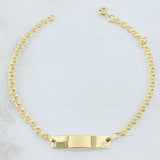 Pulso Bebé Aro Seguido Placa Rectangular 1.2gr / 12.5cm-14cm / Oro Amarillo 18K