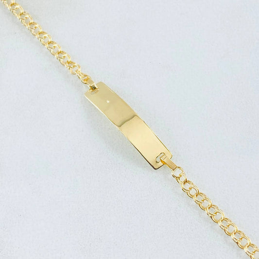 Pulso Bebé Aro Seguido Rectangular 1.3gr / 13.5cm-15cm / Oro Amarillo 18K *