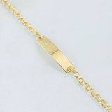 Pulso Bebé Aro Seguido Placa Rectangular 1.2gr / 12.5cm-14cm / Oro Amarillo 18K