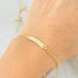 Pulso Bebé Aro Seguido Placa Rectangular 1.2gr / 12.5cm-14cm / Oro Amarillo 18K
