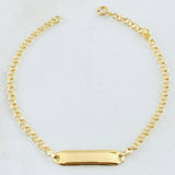 Pulso Bebé Aro Seguido Placa Rectangular 1.2gr / 12.5cm-13.5cm / Oro Amarillo 18K