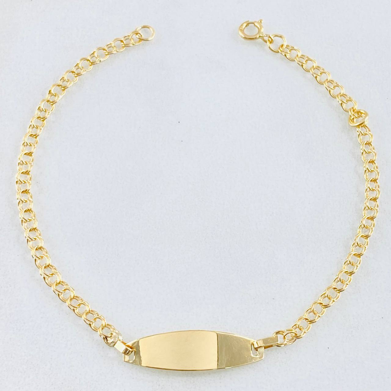 Pulso Bebé Aro Seguido Placa Rectangular Ovalada 1.25gr / 12.5cm-14cm / Oro Amarillo 18K ©