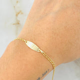 Pulso Bebé Aro Seguido Placa Rectangular Ovalada 1.2gr / 12.5cm-14cm / Oro Amarillo 18K ©