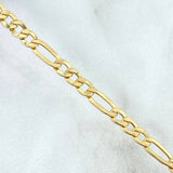 Pulso Figaro 5.6gr / 19cm / 4mm Placa Rectangular Lineas Paralelas Oro Amarillo +0 ©