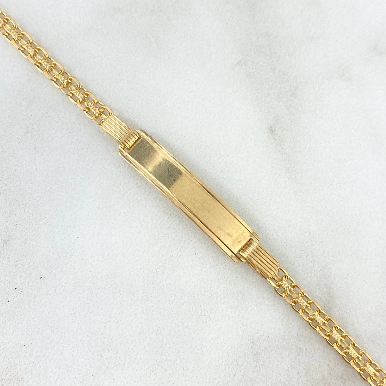 Pulso Chino 7gr / 19.5cm / 3.7mm Placa Rectangular Lineas Paralelas Oro Amarillo +0 ©