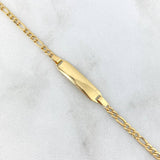 Pulso Figaro 1.4gr / 15.5cm / 2.4mm Placa Rectangular Ovalada Oro Amarillo +1 *