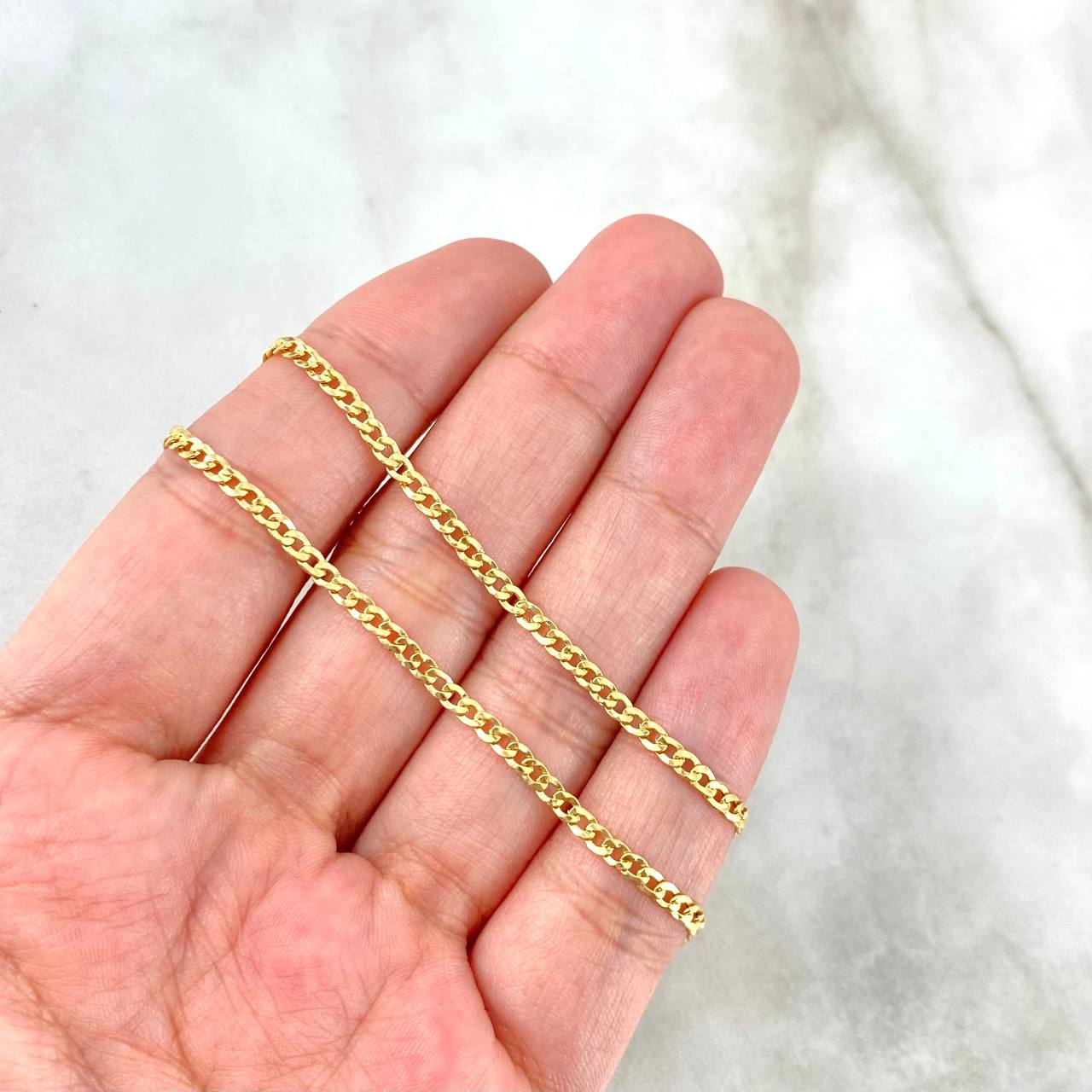 Tobillera Cubana 1.95gr / 24.5cm / 2mm Oro Amarillo +1 18K *