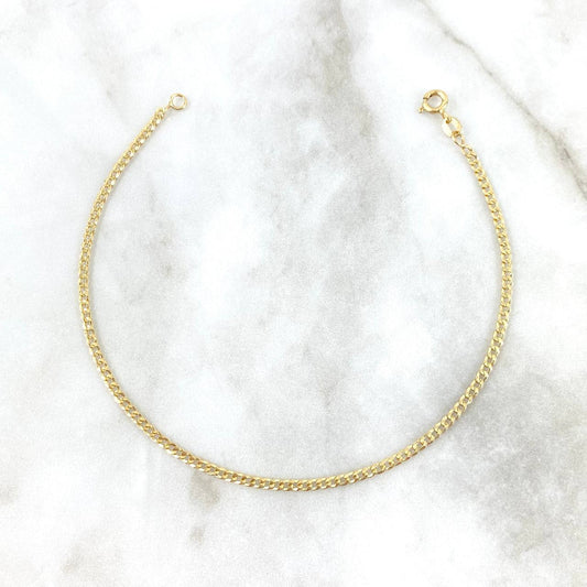 Tobillera Cubana 1.95gr / 24.5cm / 2mm Oro Amarillo +1 18K *