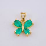 Dije Mariposa Rectangular 55pts Esmeraldas 1.8gr / 1.6cm / Oro Amarillo 18K *